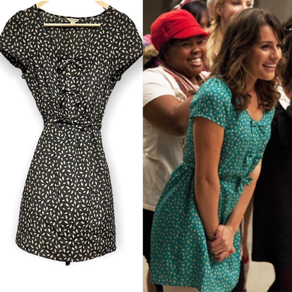 Forever 21 Silky Diamond Print Bow Detail Dress ASO Glee Rachel Berry